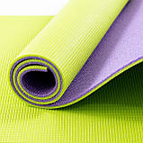 Килимок для йоги, фітнесу, спорту (йога мат, каремат) + гантелі для фітнесу 2шт по 3кг OSPORT Set 78 (n-0108) Салатовий, фото 3