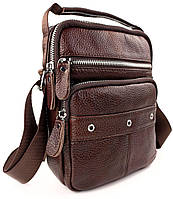 Повседневная сумка из кожи с ручкой и ремнем JZ NS5417-3 коричневая GM