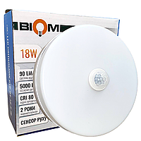 LED светильник накладной с ИК датчиком движения Biom 18W 5000К BYR-04-18-5-IR