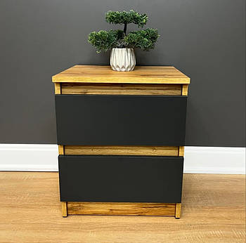 Тумба приліжкова 2 ящика ширина 40 см Дуб аппалачі з антрацит фасадом