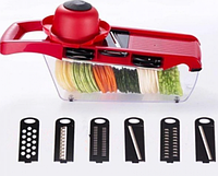 Овощерезка ручная Mandoline Slicer, 6в1 c контейнером для овощей и фруктов красный