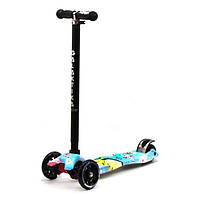 Самокат детский трехколесный Galaktika с подсветкой колес Принт Рыбки