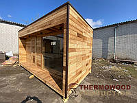 Модульная баня 5,0х2,6м в скандинавском стиле с панорамным окном от Thermowood Production под ключ
