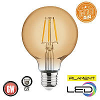 Лампа винтажная светодиодная (ретро) "RUSTIC GLOBE-6" 6W Filament led 2200К E27