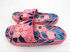 Шльопанці жіночі літні гумові на платформі з квітами стильні EVA рожевий, фото 3