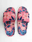 Шльопанці жіночі літні гумові на платформі з квітами стильні EVA рожевий, фото 2