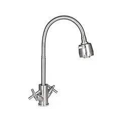 Змішувач нержавійка для кухні з гнучким виливом Nickel Lidz Wind 013F4