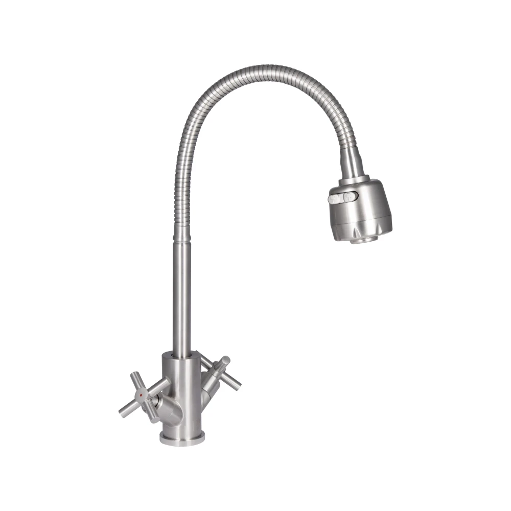 Змішувач нержавійка для кухні з гнучким виливом Nickel Lidz Wind 013F4