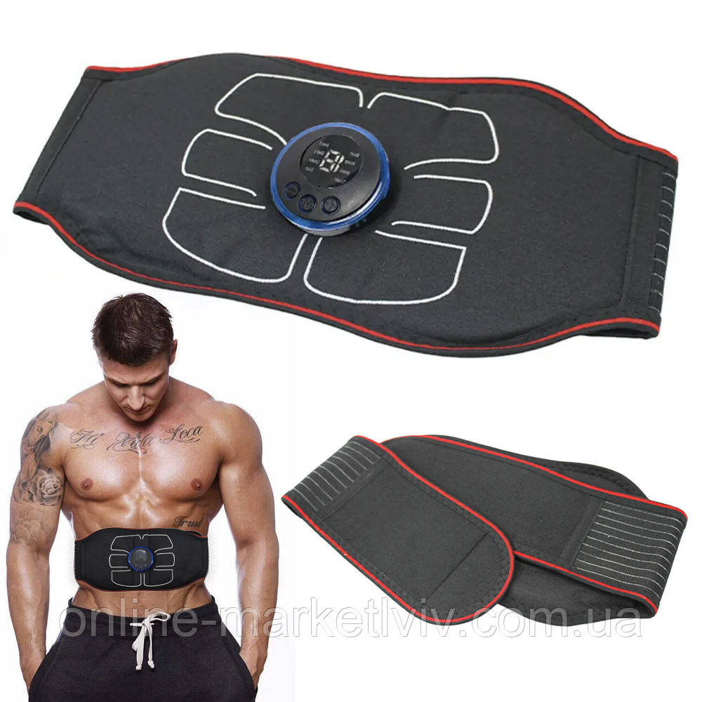 Електричний пояс-стимулятор для м'язів живота, від USB, W24 / Міостимулятор для преса / Пояс тренажер, фото 1