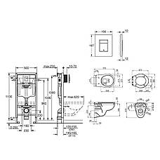 Комплект 4 в 1: Інсталяція Grohe Rapid SL 3 в 1 38772001 + Унітаз безобідковий Kroner Armada WHI513636 RIMLESS, фото 3
