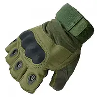 Летние перчатки укороченные цвета олива (зеленый) L для занятий спортом или активного отдыха