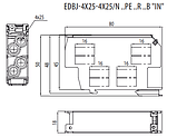 Блок розподільчий EDBJ-4x25-4x25 (100A, 1000V AC/1500V DC, IN: 4x25, OUT: 4x25, сірий), фото 2