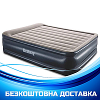 Надувная двухспальная кровать Bestway 67614 (203-152-56) со встроенным электрическим насосом, велюровый матрас