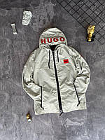 Мужская ветровка Hugo Boss молочная весенняя осенняя Куртка Хьюго Босс из плащевки
