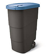 Бак для мусора Prosperplast Wheeler 90 л, антрацит, синяя крышка