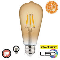 Лампа вінтажна світлодіодна (ретро) "RUSTIC VINTAGE-6" 6W Filament led 2200К E27