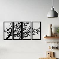 Модульная картина на стену из дерева, декор в комнату "Молчаливое Дерево", стиль минимализм 80x165 см