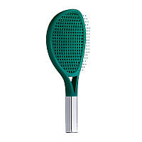 Продувная массажная щетка-браш Tennis Style Hair Brush для всех типов волос ультрамягкая зеленая