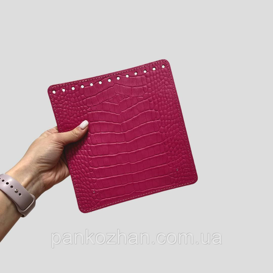 Клапан квадрат зі шкіри для в'язаної сумки, 20х21см без застібки, фото 1