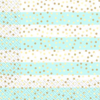 Серветки паперові тришарові "Смужки святкові" бірюзового кольору 33х33см (18шт.) в уп.