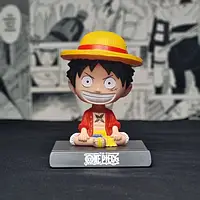 Фигурка балванщик Луффи 11см из аниме One Piece. Подставка для телефона Bobble Head