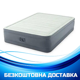 Надувне ліжко із вбудованим насосом (152-203-46 см.) Intex 64906 Сіра