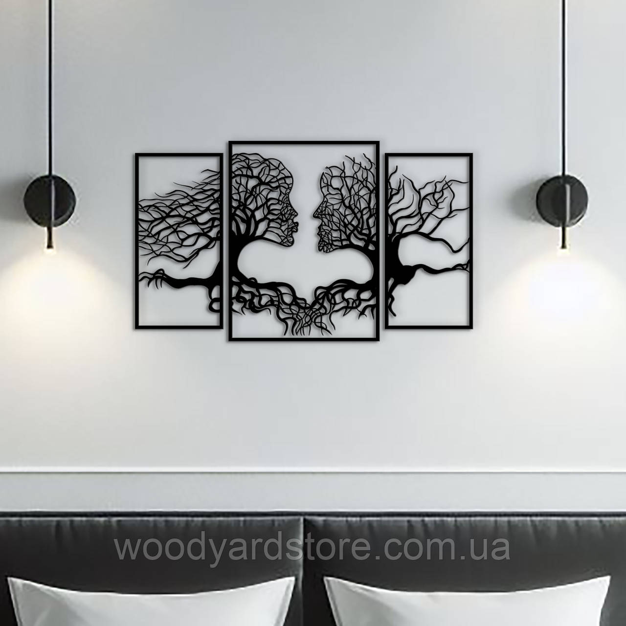 Інтер'єрна картина на стіну, декор в кімнату "Дерева і Люди", стиль мініімалізм 30x50 см
