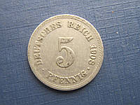 Монета 5 пфеннигов Германия империя 1908 А