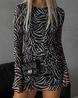 Женское трикотажное платье с принтом зебры Арт.226