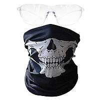 Комплект: маска-бафф (повязка на шею) и защитные, антизапотивающие  очки