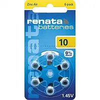 Батарейки Renata ZA10 для слуховых аппаратов (6 шт) ET