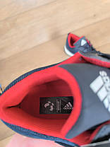 ADIDAS кроссовки синие на белой плоской подошве и белыми полосами с фирменым логотипом, фото 5