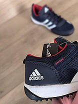 ADIDAS кроссовки синие на белой плоской подошве и белыми полосами с фирменым логотипом, фото 6
