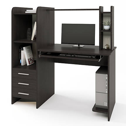 Стіл комп'ютерний з надставкою Еверест Ліра Венге темний (DTM-2172), фото 1