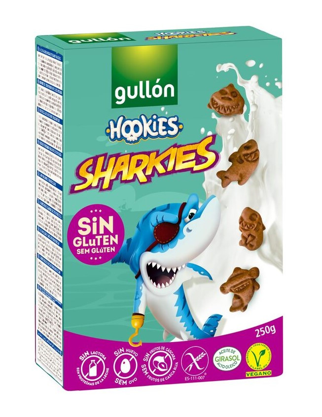Печиво GULLON Sin Gluten Hookies Sharkies без глютену, 250 г, 12шт/ящ
