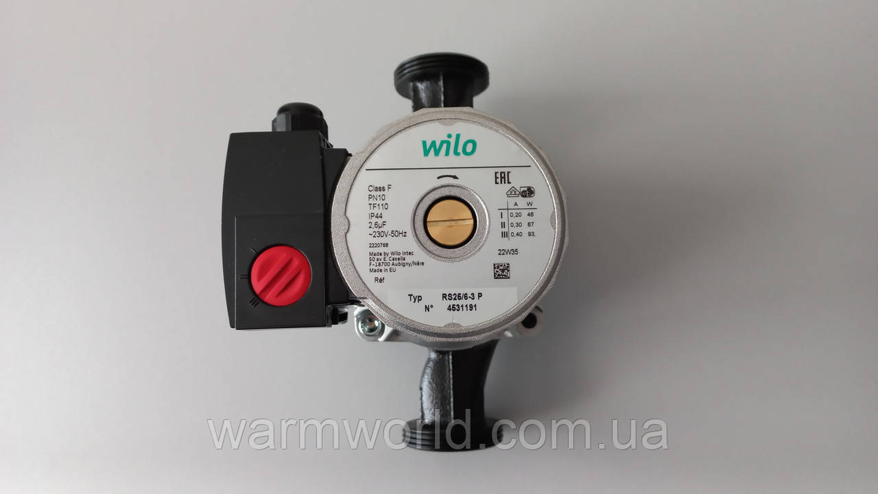 4531191-180 Циркуляційний насос Wilo RS 25/6-180 93W крильчатка 68/30 мм G 1 1/2" сірий