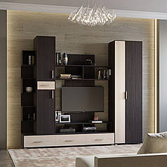 Стінка для вітальні Еверест Бриз + Шафа ШП-2 венге + дуб молочний (DTM-2248)