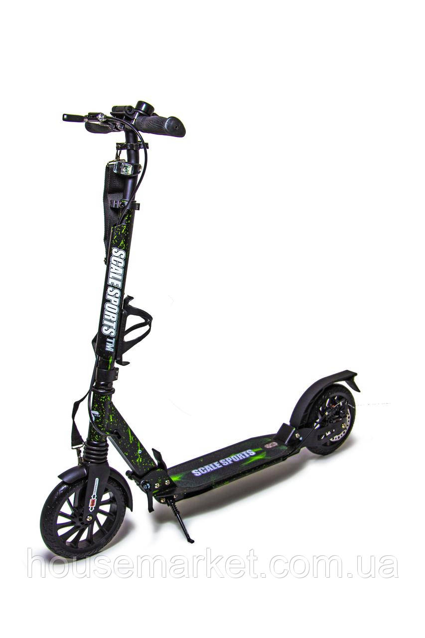 Двухколесный самокат Skale Sports SS-30 Черный. Дисковый тормоз и амортизатор! - фото 1 - id-p1328113742