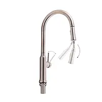 Qtap Baruska Смеситель для кухни с выдвижным изливом QTBAR9137103UN Brushed Nickel PVD, кран на мойку