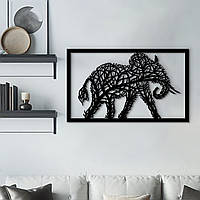 Интерьерная картина из дерева, декоративное панно на стену "Слон-Дерево", оригинальный подарок 80x48 см
