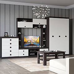 Вітальня Еверест Соната Комплект 28 (модульна - 4 елементи) венге темний + білий (DTM-2515)