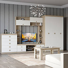 Вітальня Еверест Соната Комплект 28 (модульна - 4 елементи) дуб сонома + білий (DTM-2516)
