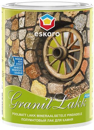Лак для каменю на водній основі Eskaro Granit Lakk Aqua, напівматовий, 0,95л, фото 2