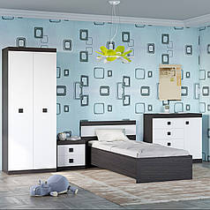 Спальня Дитяча Еверест Соната Комплект 7 (модульна - 4 елементи) венге темний + білий (DTM-2590)