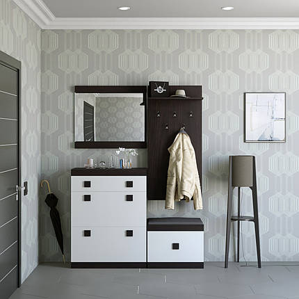 Передпокій Еверест Соната 5 (модульний - 4 елементи) венге темний + білий (DTM-2529), фото 1