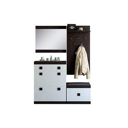 Передпокій Еверест Соната 5 (модульний - 4 елементи) венге темний + білий (DTM-2529), фото 2