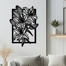 Декоративне панно з дерева, настінний декор для дому "Лілії", картина лофт 25x18 см