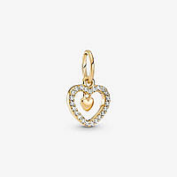 Серебряный шарм  для браслетов Пандора  Сердце в позолоте 759142C01