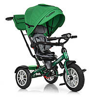 Детский трехколесный велосипед коляска с фарой и поворотным сиденьем Turbotrike 4057-4 зеленый