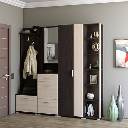 Передпокій Еверест Бриз-4 з шафою ШП-2 (4 елементи) венге + дуб молочний (DTM-2658), фото 1